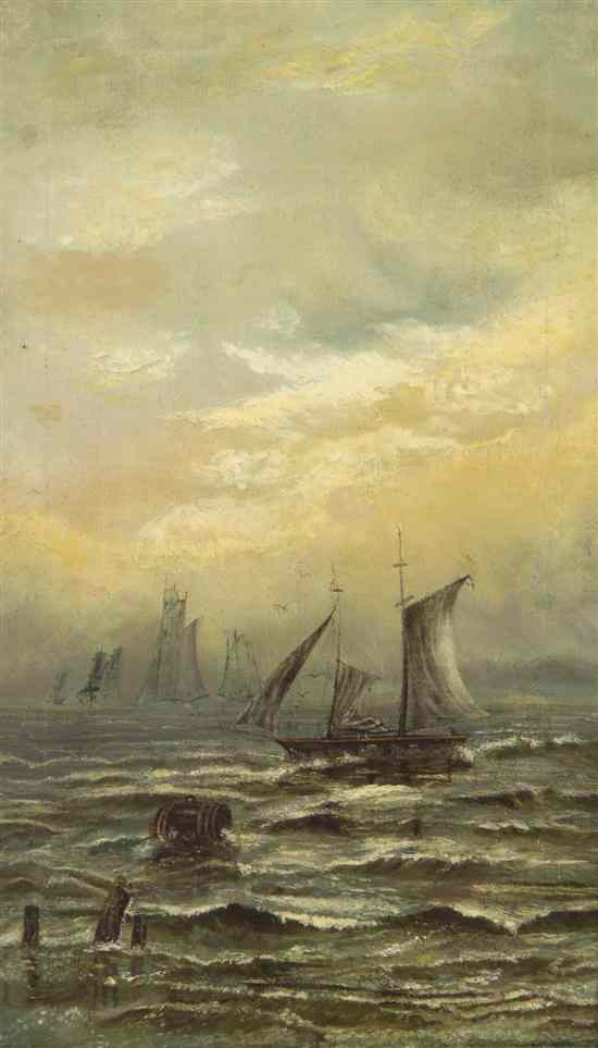 Appraisal: Artist Unknown th century Ships in the Sea oil on