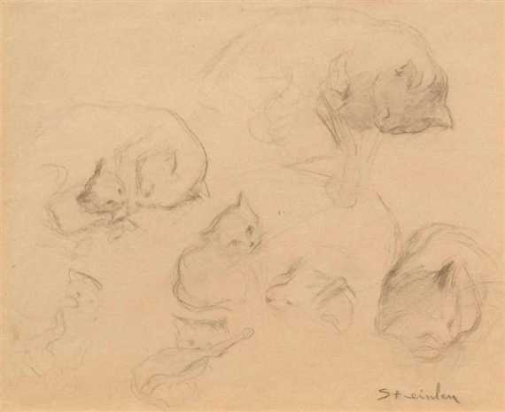 Appraisal: STEINLEN TH OPHILE ALEXANDRE Lausanne - Paris Study of cats