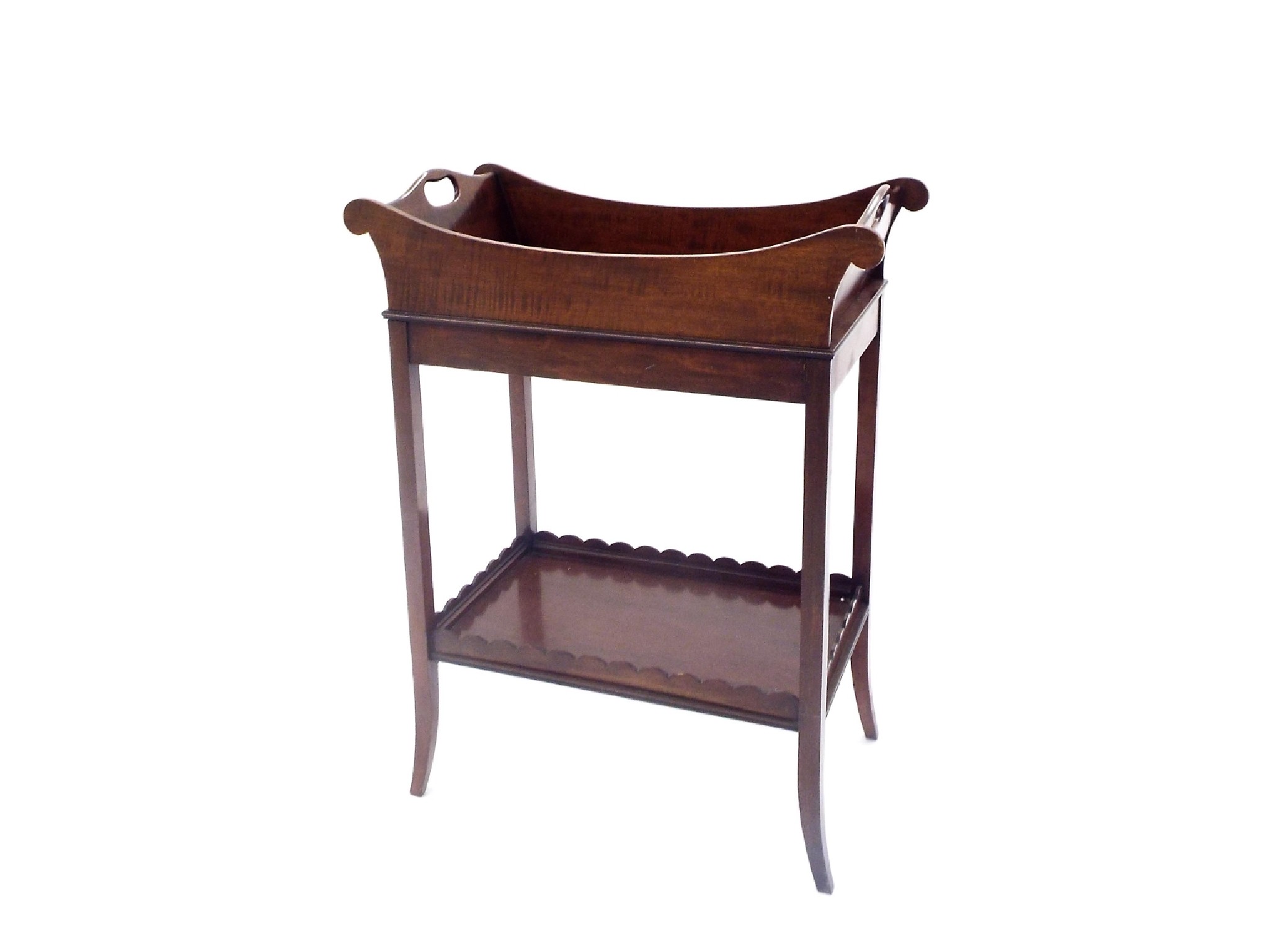 Appraisal: Mahogany tray top table fitted with an undertier with wavy