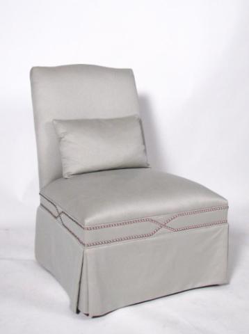 Appraisal: Decorator armless side chair with light green cover and full