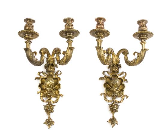 Appraisal: Sale Lot A Pair of Neoclassical Gilt Bronze Two-Light Sconces