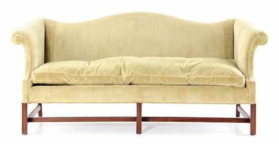 Appraisal: Chippendale style carved mahogany camelback sofa by Hickory Chair curved