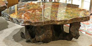 Appraisal: Mid Century petrified wood coffee table Mid Century petrified wood