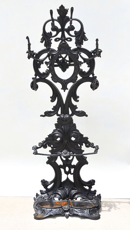 Appraisal: JOHN MOORE VICTORIAN CAST IRON HALL TREE In the rococo