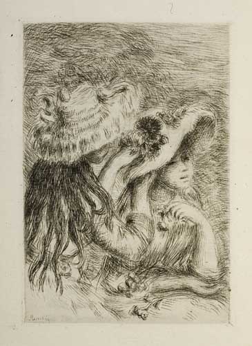 Appraisal: PIERRE-AUGUSTE RENOIR Le Chapeau pingl e planche Etching and drypoint