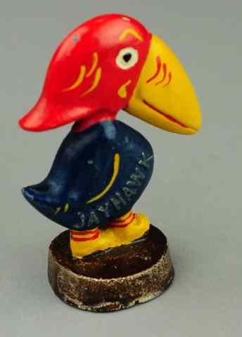 Appraisal: JAYHAWK PAPERWEIGHT Cast iron stunning color scheme features popular Jayhawk