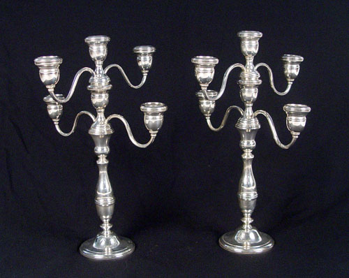 Appraisal: PAIR WESTMORLAND STERLING CANDELABRA Weighted sterling light convertible to light