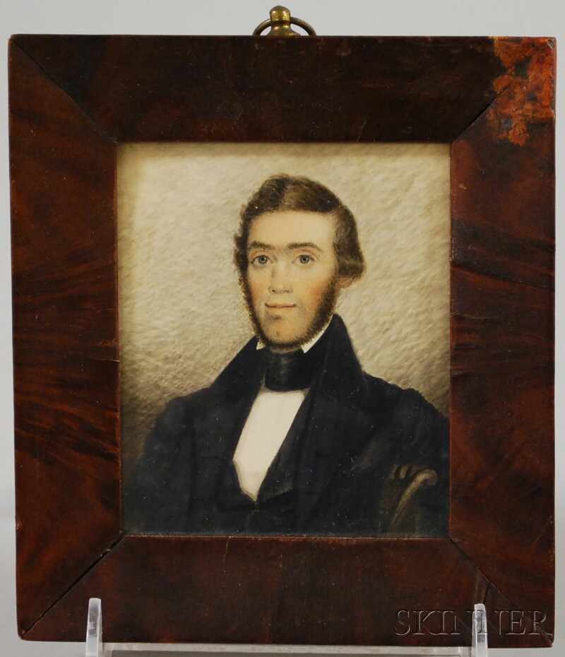 Appraisal: American School Portrait Miniature of a Gentleman c watercolor on