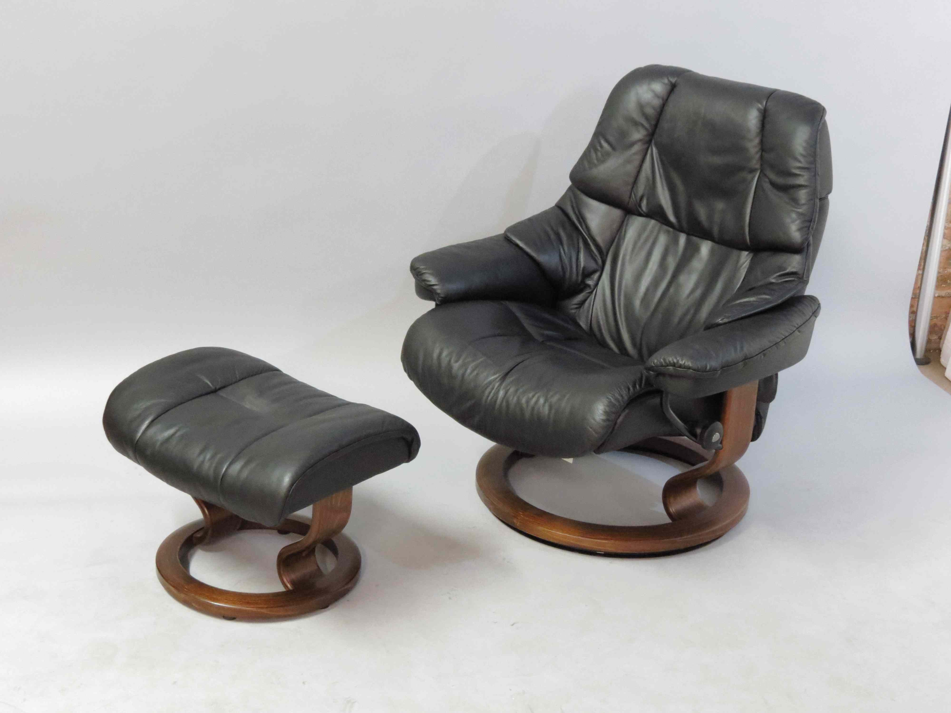 Appraisal: EKORNES LOUNGE CHAIR AND OTTOMAN H '' W '' D