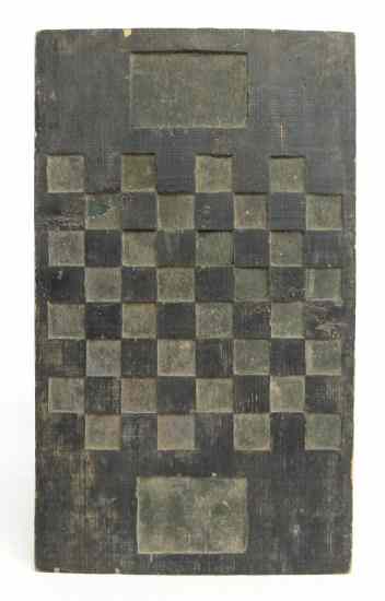 Appraisal: th c dugout painted gameboard '' x ''