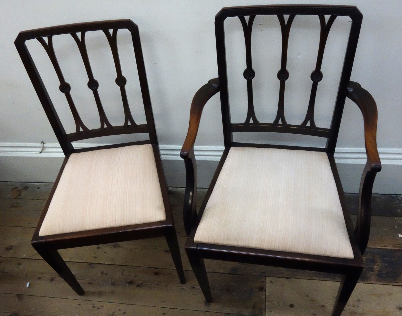 Appraisal: A set of eight Edwardian mahogany dining chairs in George