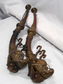 Appraisal: A pair of oriental copper and brass ceremonial horns