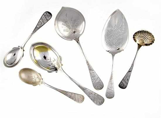 Appraisal: Whiting Bamboo pattern sterling serving pieces New York circa comprising