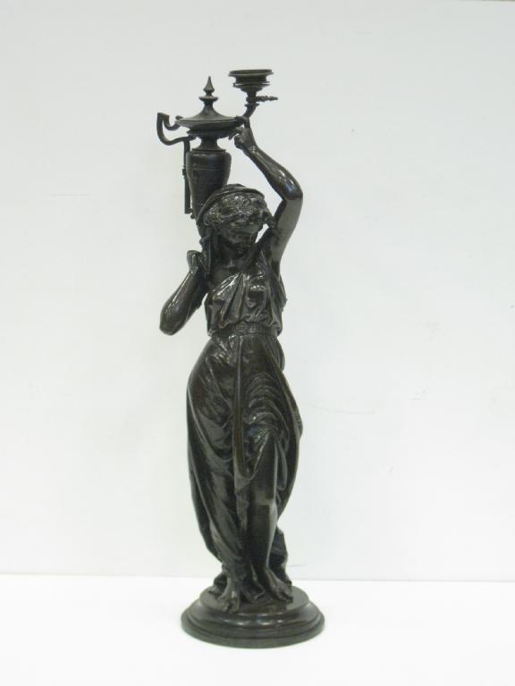 Appraisal: A th Century bronze Figure of a classical maiden supporting