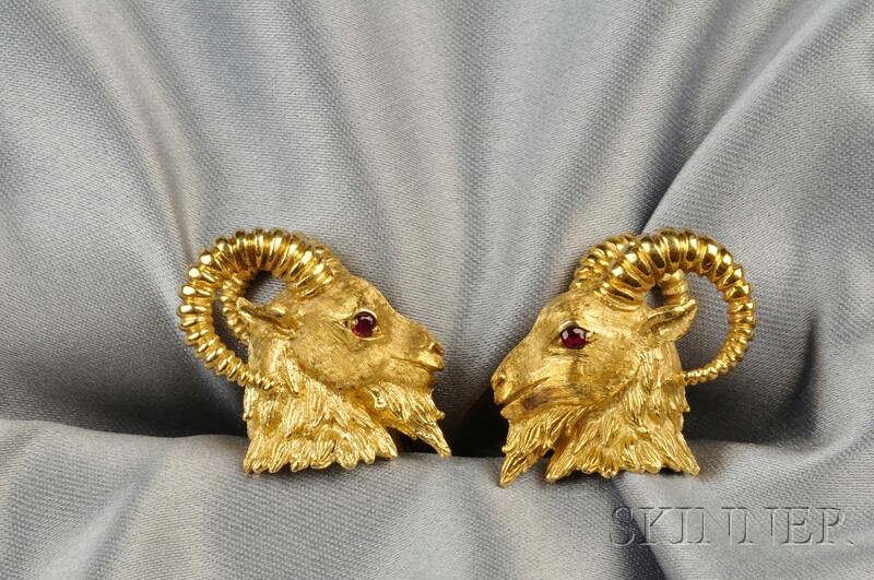 Appraisal: kt Gold Ram's Head Cuff Links Kurt Wayne each set