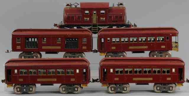 Appraisal: LIONEL PASSENGER SET Standard gauge features maroon engine together with