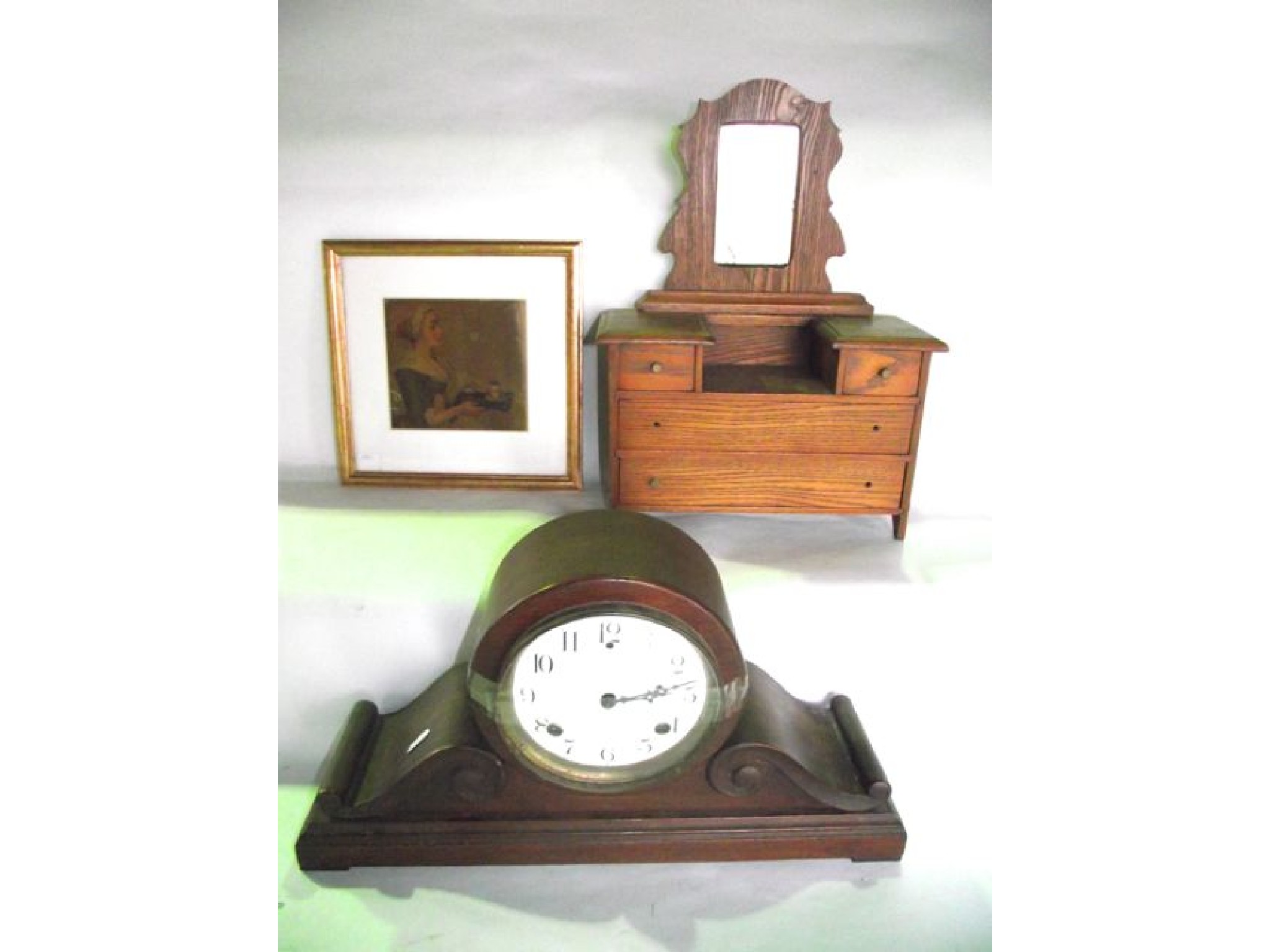 Appraisal: An American timber cased mantle clock with enamelled dial together