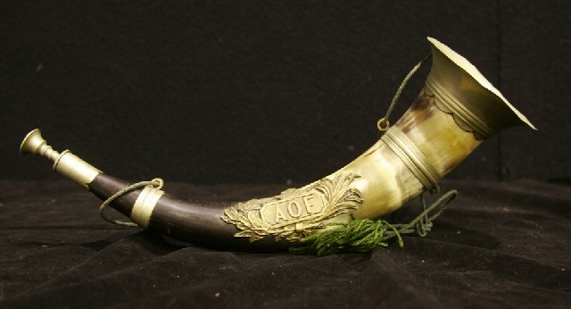 Appraisal: An Alpine horn trumpet with brass emblem AOF