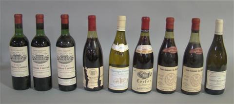 Appraisal: NINE BOTTLES OF MIXED BURGUNDY Includes two bottles of Dom