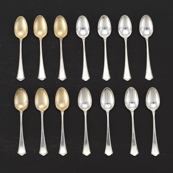 Appraisal: WALLACE GOLD WASHED STERLING AND STERLING SILVER TWELVE DEMITASSE SPOONS