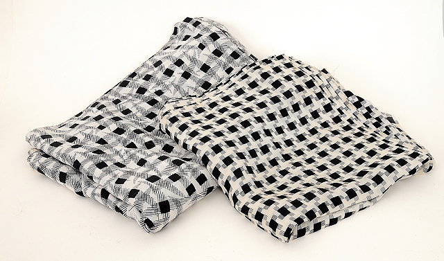 Appraisal: Two lengths of s black and white checked fabrics one