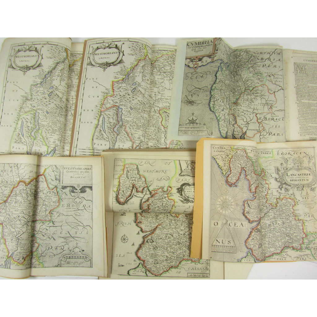 Appraisal: Cumberland Westmorland and Lancashire maps including Saxton C Cumbria sive