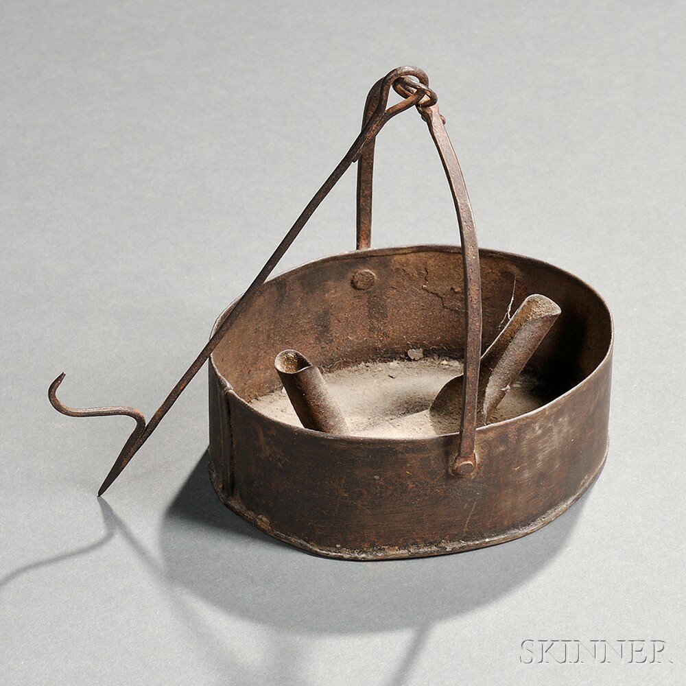 Appraisal: Sheet Iron Hanging Pan Lamp America late th early th