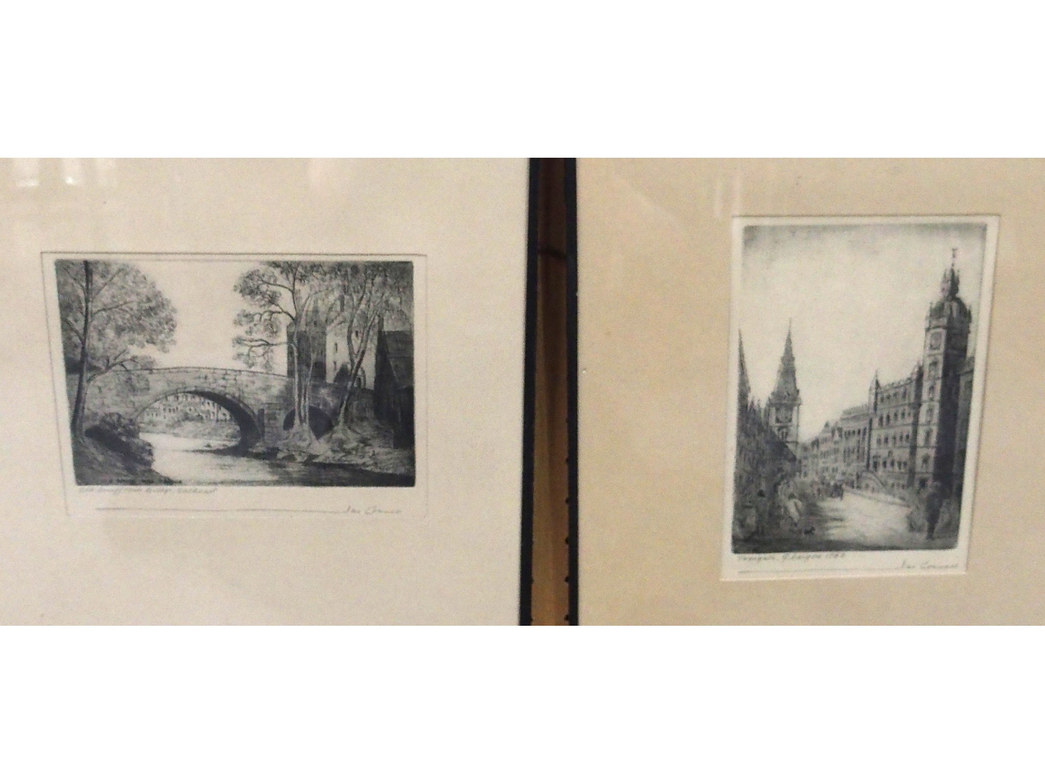 Appraisal: JAMES CONNELL Trongate Glasgow and another Cathcart signed etchings One