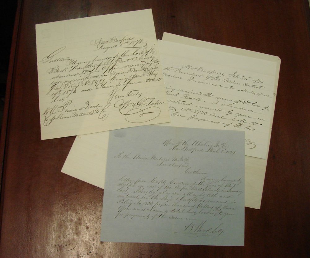 Appraisal: WHALING A most unusual collection of twenty abandonment documents for