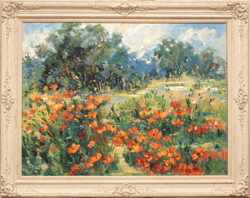 Appraisal: Yvette Sturgis Panamanian Mississippi b Meadow with Flowers oil on