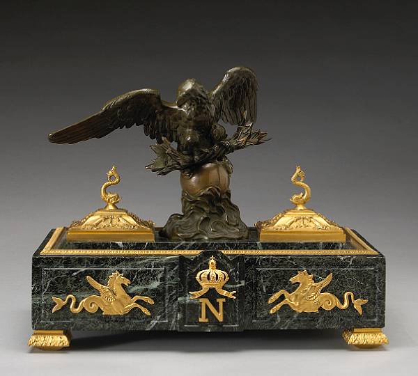 Appraisal: A Napoleon III style verde antico marble gilt and patinated