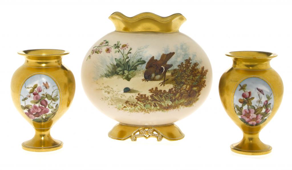 Appraisal: A COALPORT EGGSHELL GROUND VASE painted with a bird and