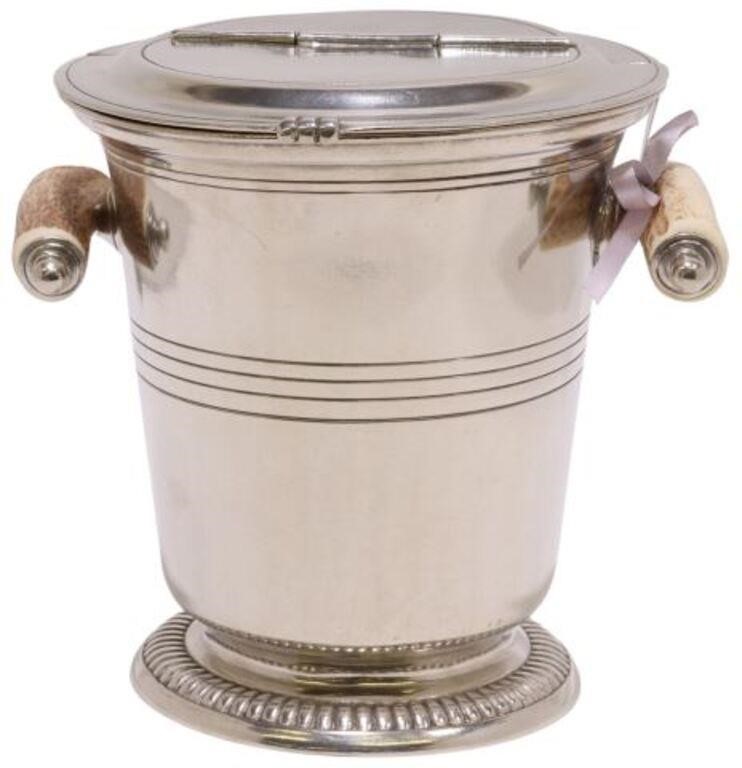 Appraisal: Designer pewter ice bucket Vagabond House st c with hinged