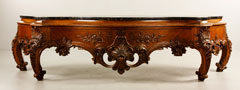 Appraisal: - Marble Topped Walnut Console French style console carved walnut