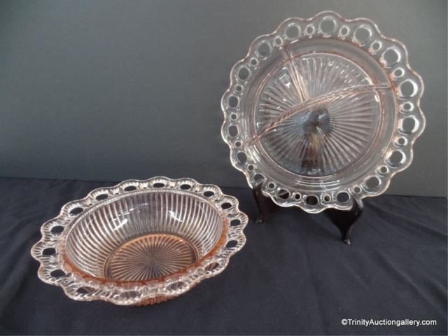 Appraisal: Two Lace Edge Old Colony Depression Glass Two nice pieces