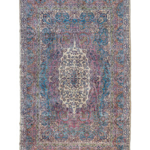 Appraisal: A Kirman Wool Rug Mid- th Century feet inches x