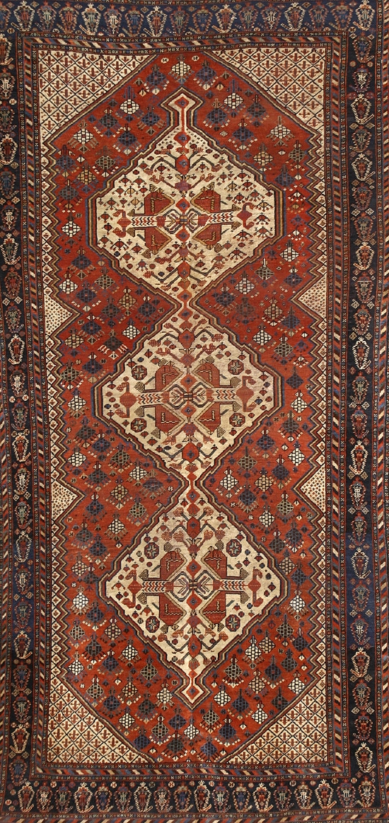 Appraisal: Qashgai Rug First Quarter th Century Red ground with rosette