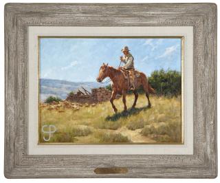 Appraisal: Keith Christie ''The Adobe Ruins'' cowboy on horseback walking near