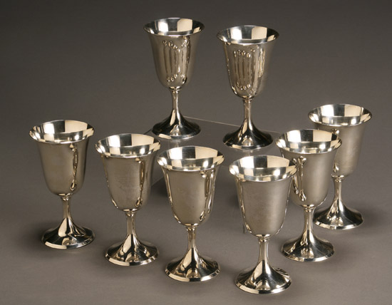 Appraisal: Set of Eight Stieff Sterling Stem Goblets Baltimore Dated Each