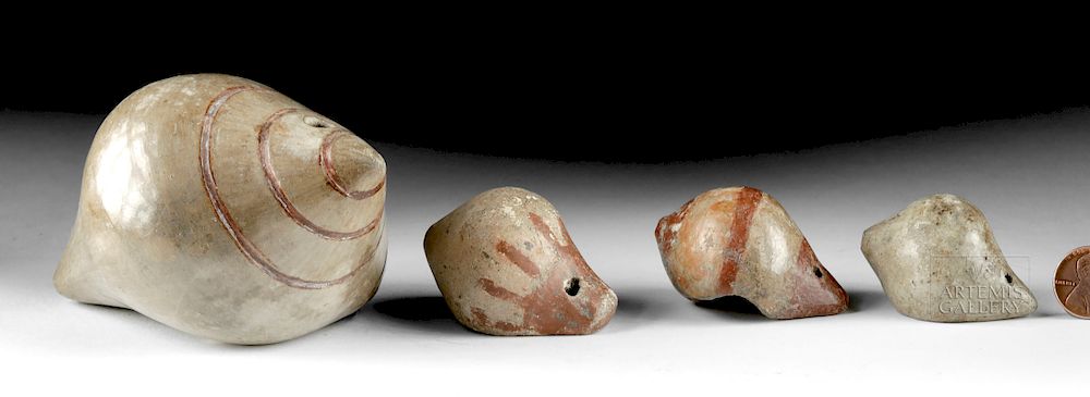 Appraisal: Lot of Museum Exhibited Narino Pottery Conch Whistles Pre-Columbian Colombia