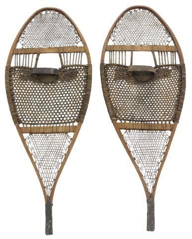 Appraisal: pair Alaska snow shoes early th C bentwood frame with