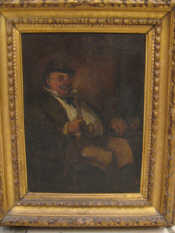 Appraisal: Oil on canvas a gentleman smoking a pipe probably German