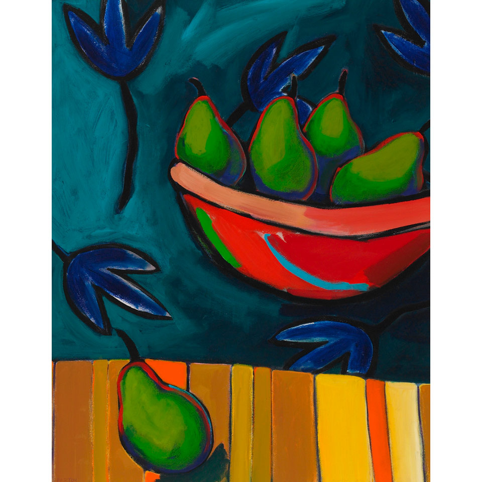 Appraisal: NIXIE BARTON BOWL OF PEARS oil on canvas signed x