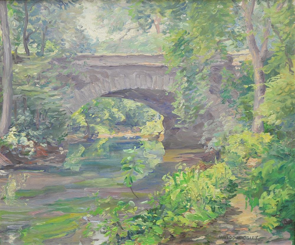 Appraisal: Waldo Park Midgley American - bridge in a park oil