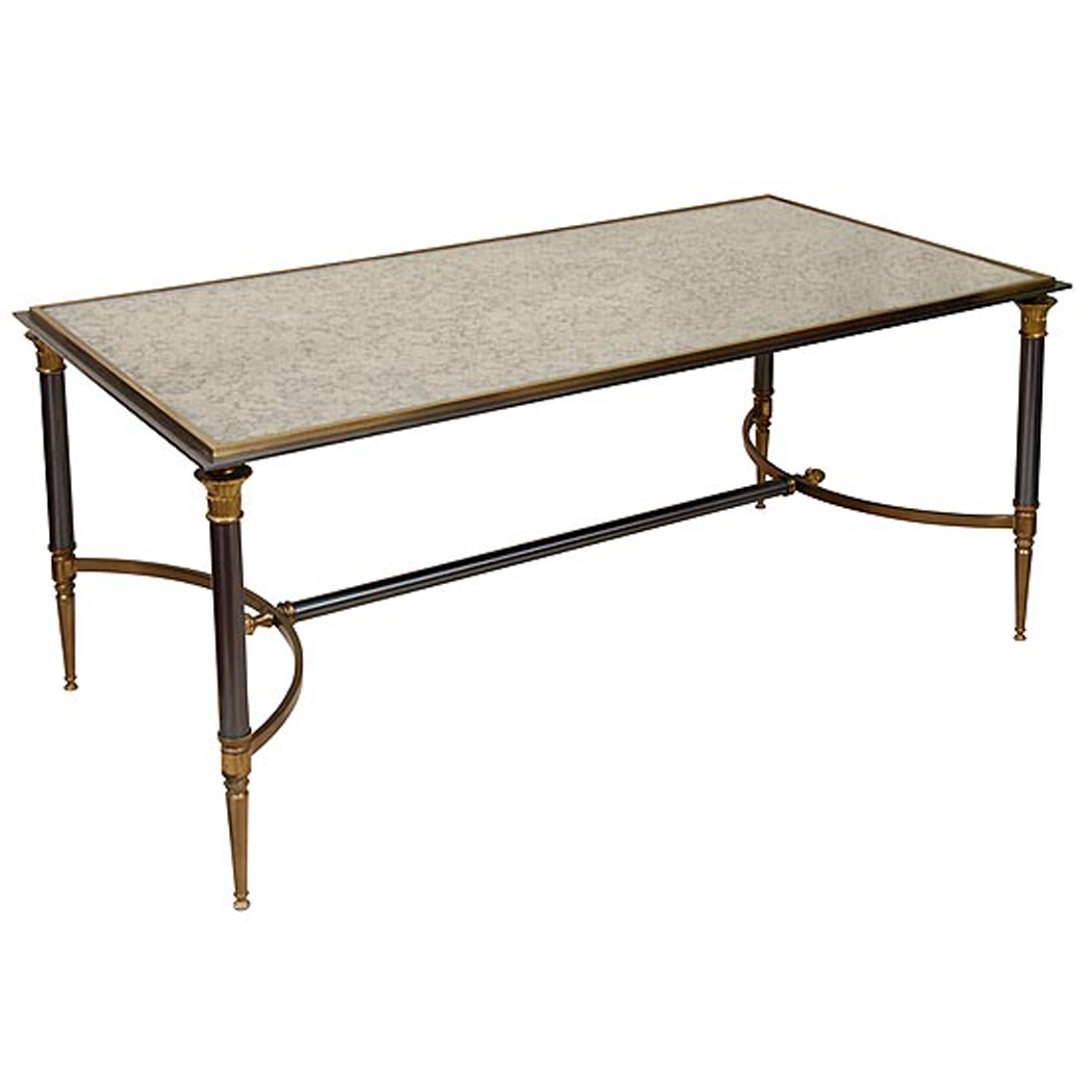 Appraisal: Burnished-Bronze and Mirror Inset Low Table After a design by