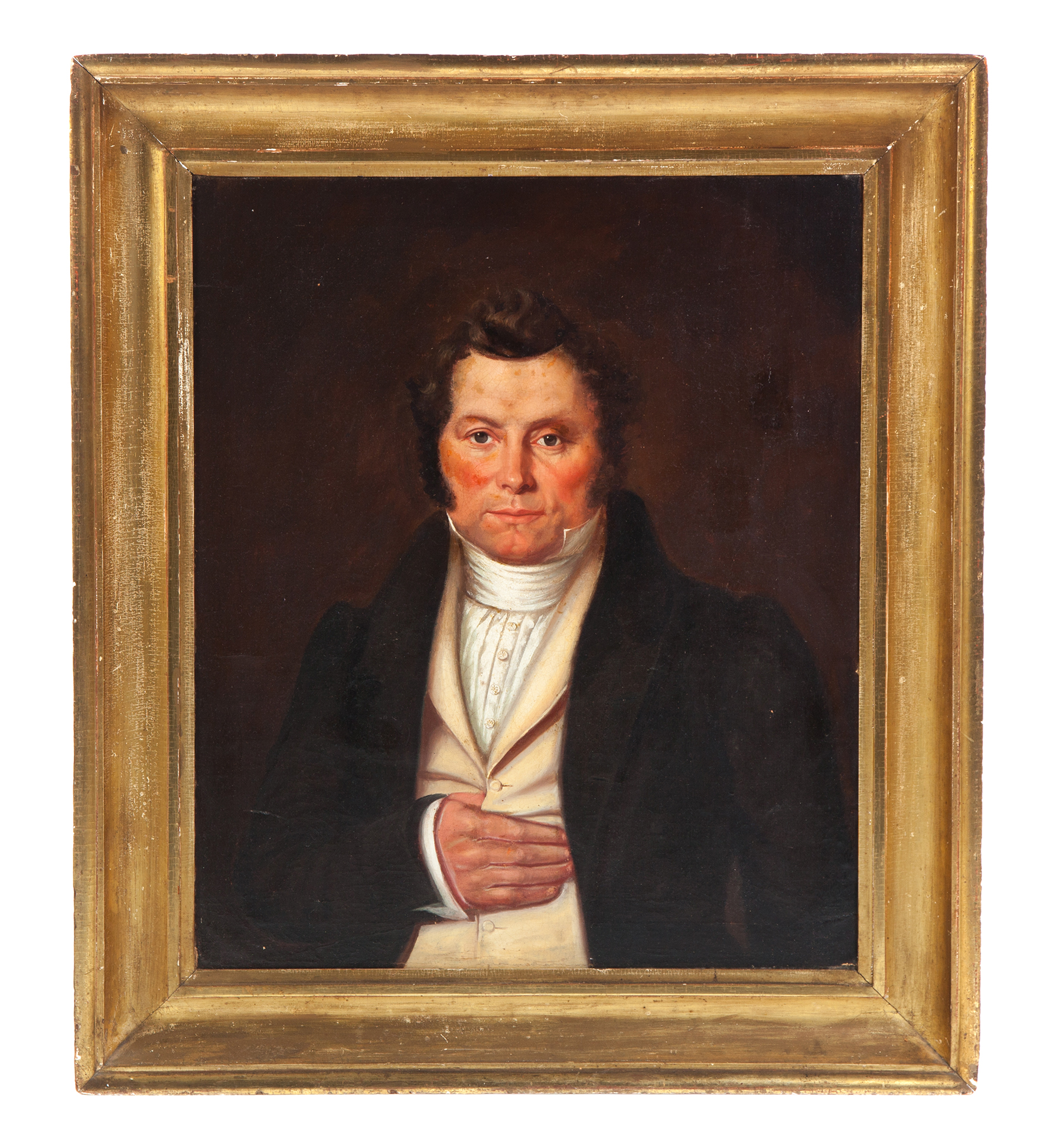 Appraisal: FRAMED OIL ON CANVAS PORTRAIT OF A GENTLEMAN Nineteenth century