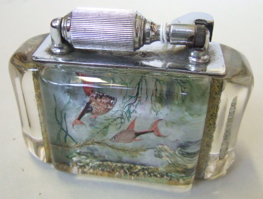 Appraisal: A McMurdo silver plated 'Aquarium' table lighter Illustrated