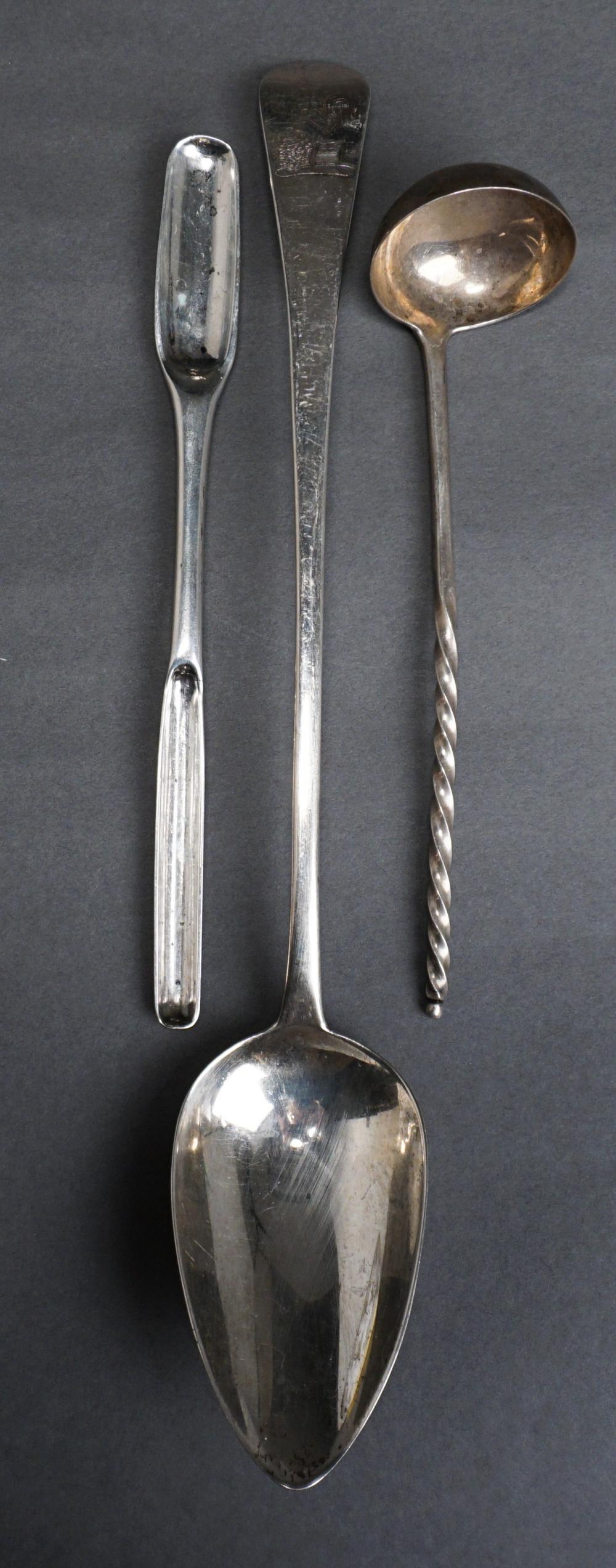 Appraisal: George III Silver Serving Spoon Marrow Scoop and Victorian Silver