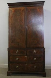 Appraisal: th Century Mahogany Linen Press Great looking in original patina