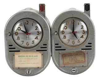 Appraisal: Two Cent Coin Operated Hotel Alarm Clocks Circa Locks and